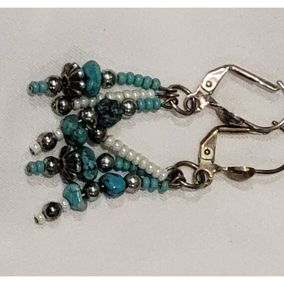 Handcrafted Beaded Turquoise Earrings - image 2