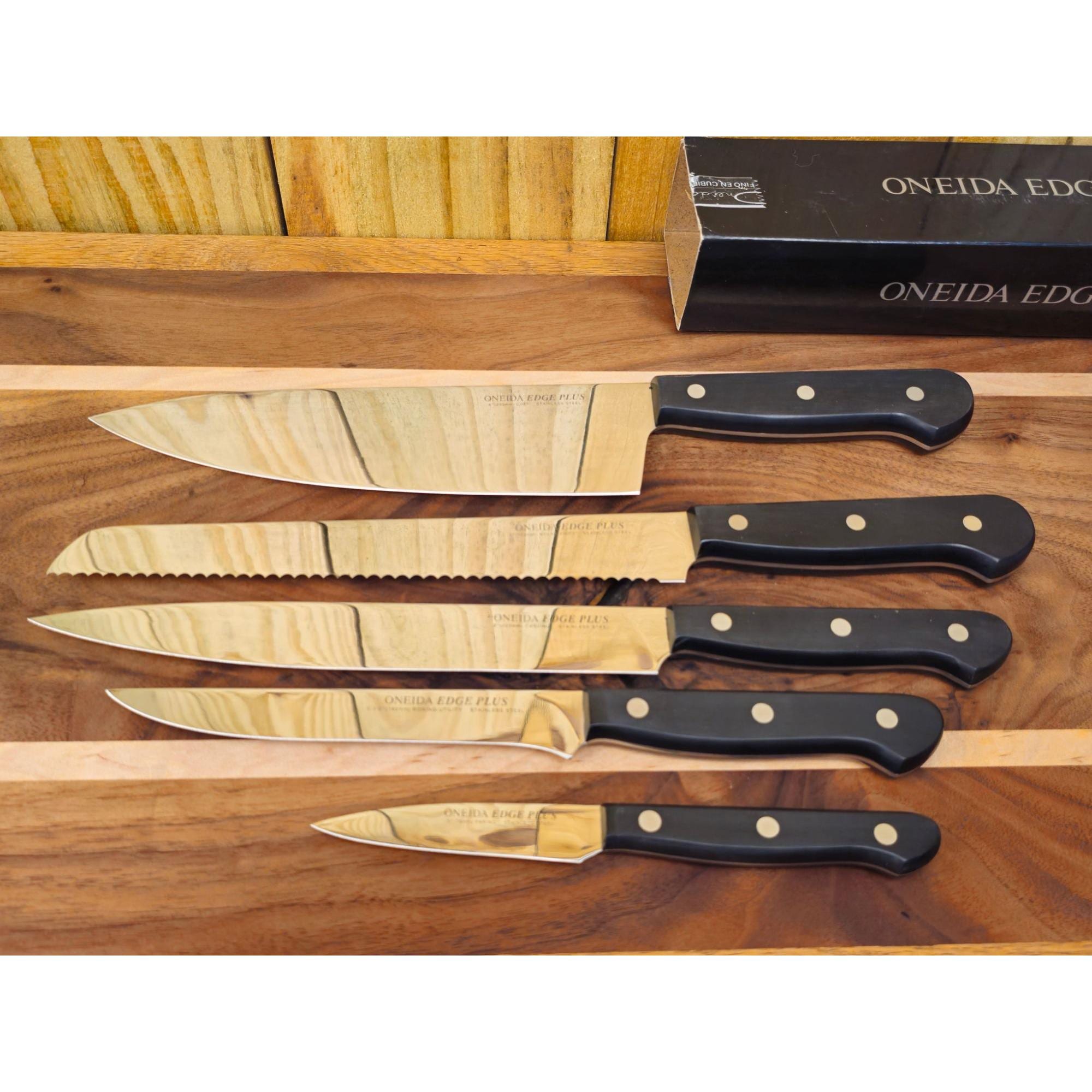 Oneida Edge Plus 5-piece Knife Set With Black Handles & Stainless