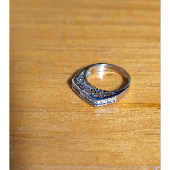 Sterling Silver Geometric Angle Ring Round Crysta… - image 3