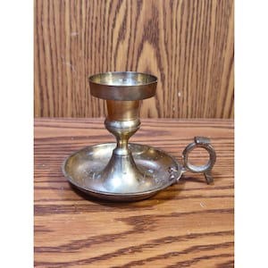 Vintage Brass Chamberstick Candle Holder With Handle