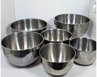 Set of 6 Nesting Stainless Mixing Bowls