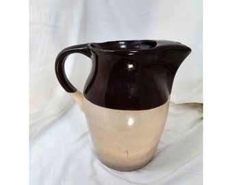 Vintage zweifarbiger Crock Keramik Krug