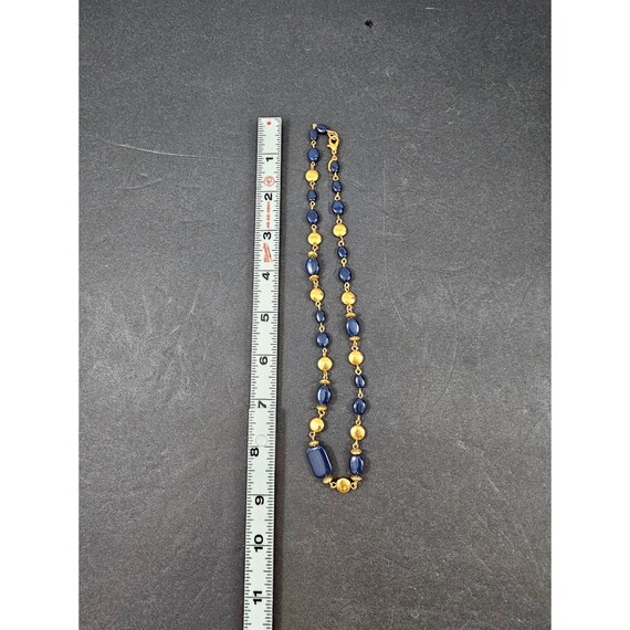 Vintage Worthington Gold Tone and Blue Beads 18" … - image 3