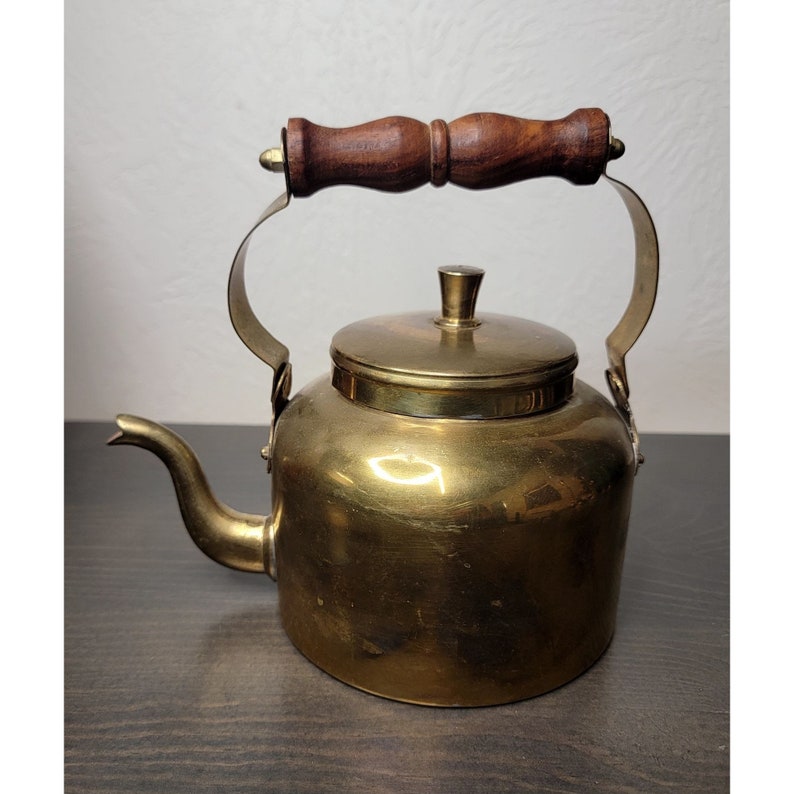 Vintage Brass Handmade Gooseneck Tea Kettle Etsy