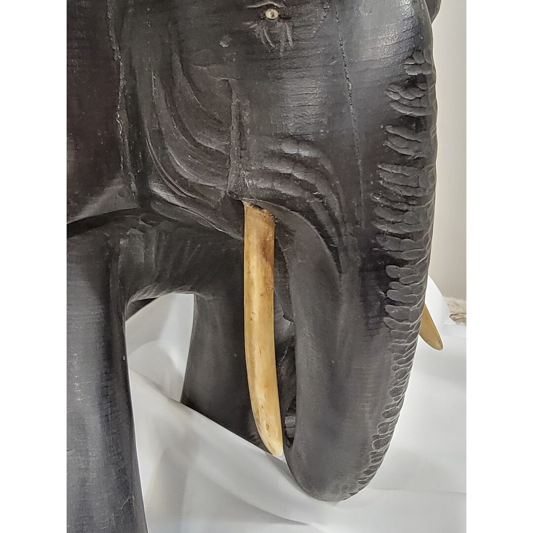 Vintage African Elephant Wood Sculpture Etsy
