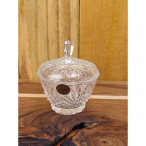 Vintage Crystal DArques Lidded Candy Dish With Starburst Design