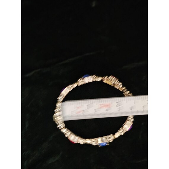 Multi Stone Silvertone Stretch Toggle Bracelet - image 2