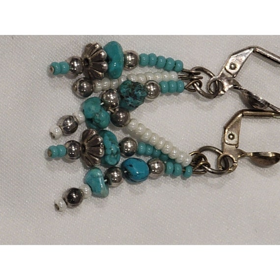 Handcrafted Beaded Turquoise Earrings - image 4