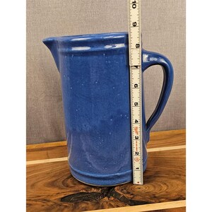 Blue Handmade Pottery Pitcher With Handle & Spout 7" Height Rustic Vintage-Style