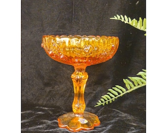 Vintage Fenton Cabbage Rose Amber Glass Kompott Süßigkeitsteller