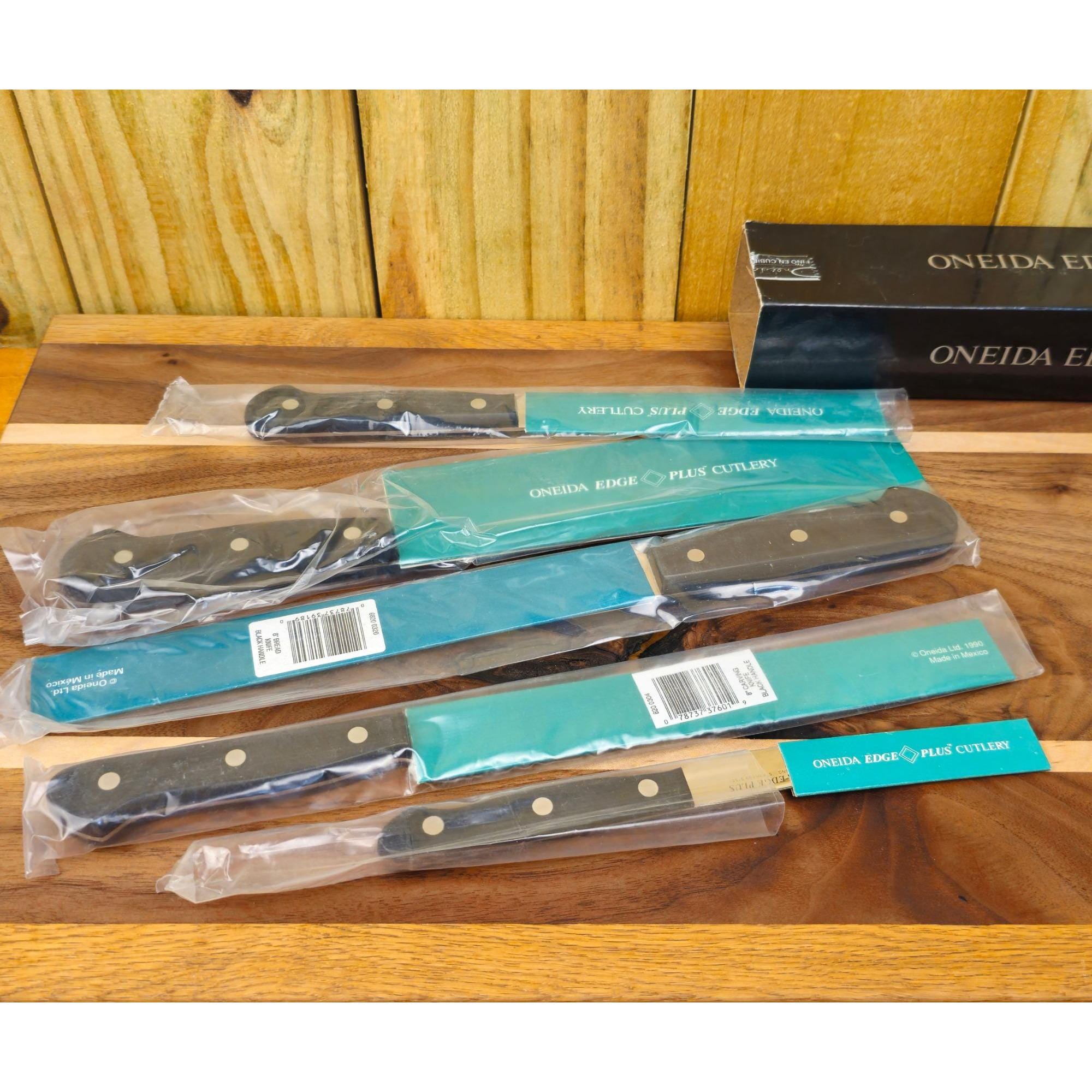 Oneida Edge Plus 5-piece Knife Set With Black Handles & Stainless