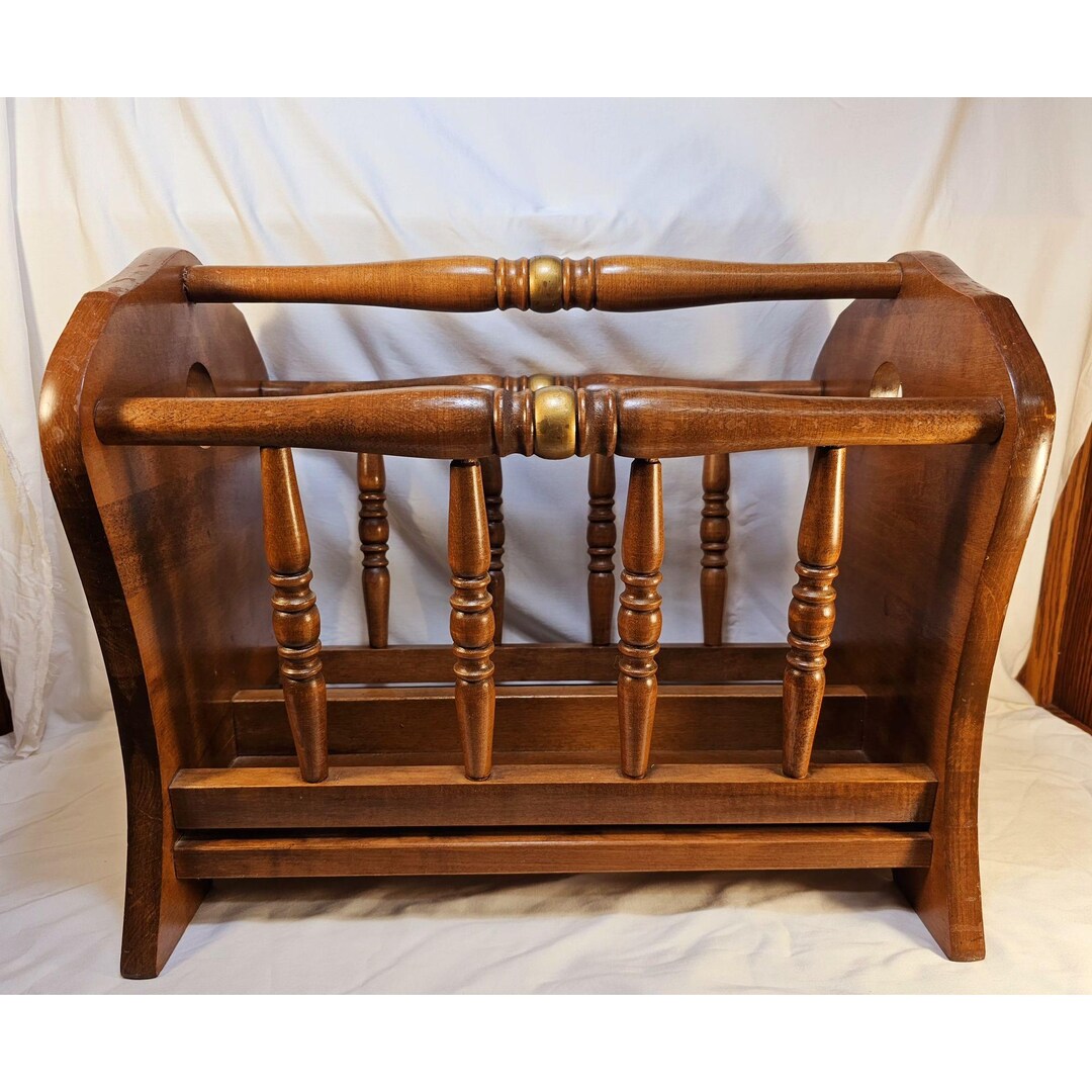 Vintage Solid Wood Magazine Rack, Hand Painted - Etsy