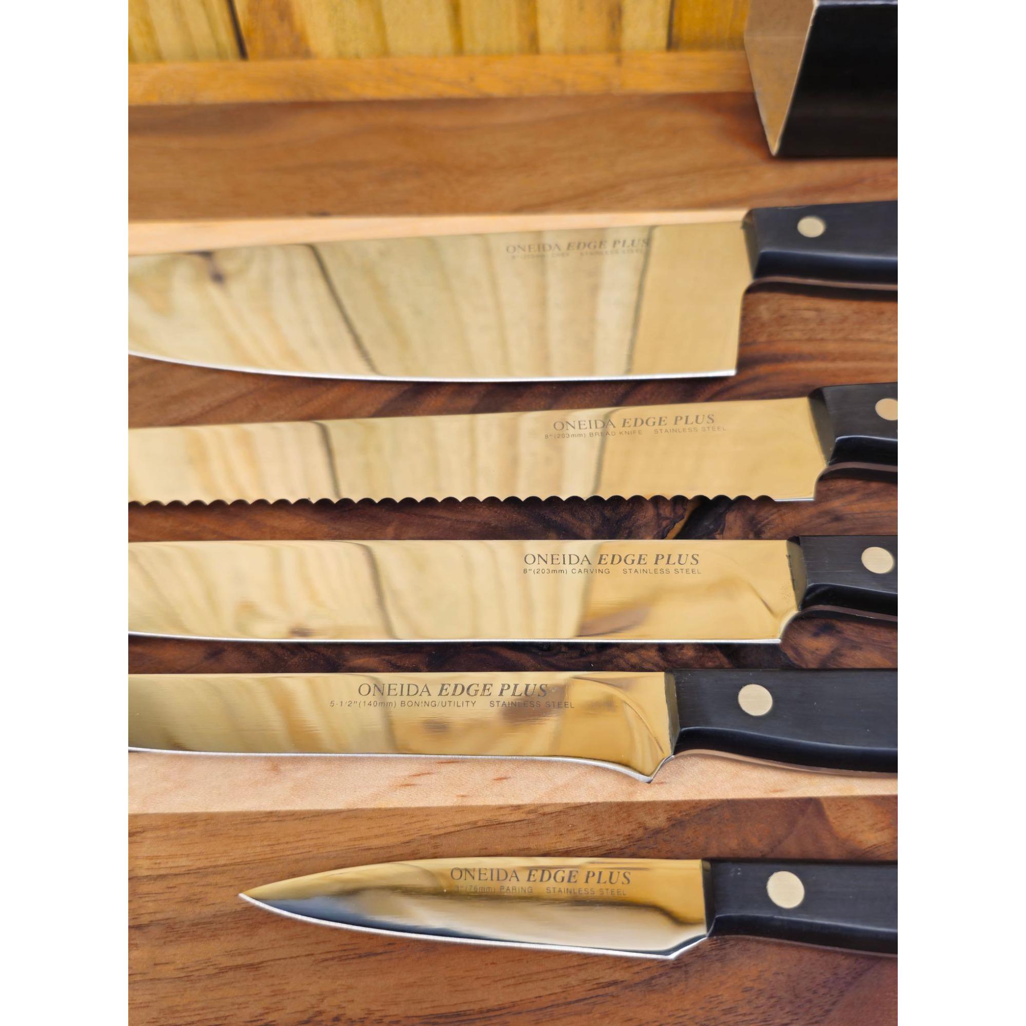 Oneida Edge Plus 5-piece Knife Set With Black Handles & Stainless