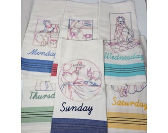 Days of the Week Kitchen Towel Set with Needle Point Design