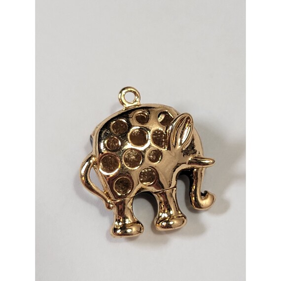 Black Enamel Elephant Pendant Charm with Gold Col… - image 2