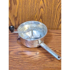 Vintage Aluminum Food Mill With Hand Crank & Perforated Base By Foley Mfg Co