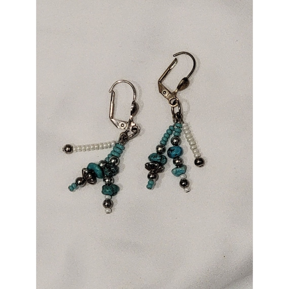Handcrafted Beaded Turquoise Earrings - image 1