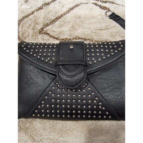 Vintage Black Leather Clutch with Long Chain Shou… - image 10