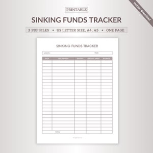 Sinking Funds Tracker Printable