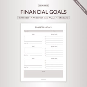 Financial Goals Planner Printable