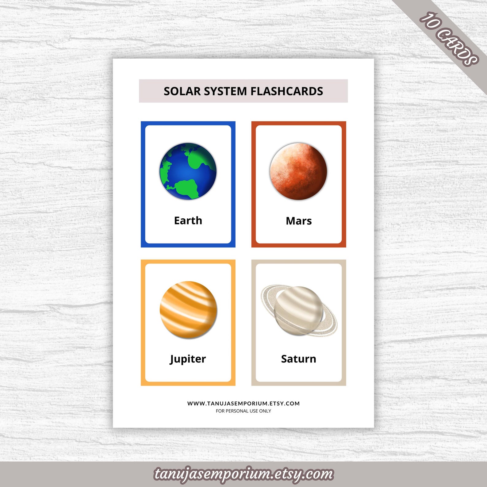 Solar System Flashcards Printable | Planets Flashcards - Etsy