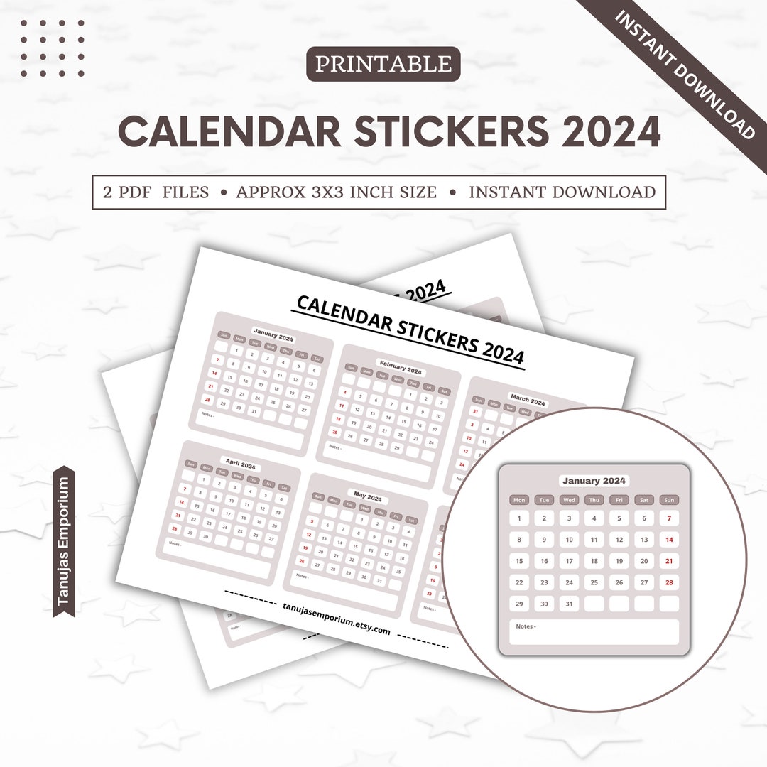 Calendar Stickers 2025 Etsy
