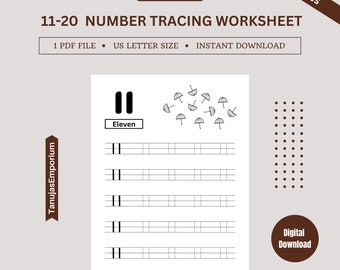 Printable 11-20 Number Tracing Worksheet | Preschool Number Tracing Worksheet
