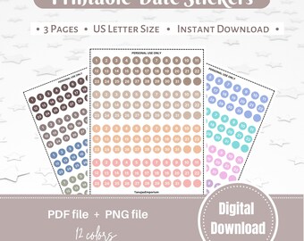Printable Date Stickers | Date Dot Stickers
