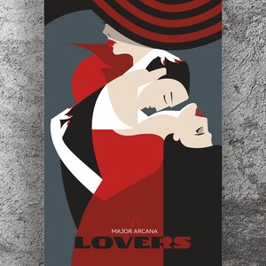 Póster imprimible: Carta del Tarot, Amantes de los Arcanos Mayores, arte de impresión digital