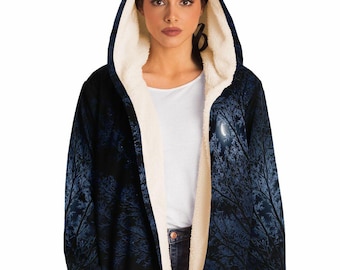 Winter Night Branches Microfleece Cloak Unisex
