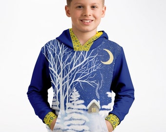 Ukrainian Winter Nights Kids Zip Hoodie