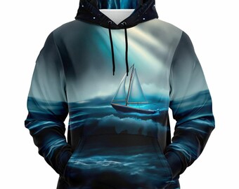 Segelboot Unisex Hoodie: Baumwoll-Mischgewebe Fleece Pullover