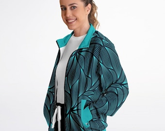 Emerald Leaves Recycled Polyester Track Jacket - Unisex Sportswear