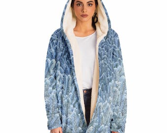 Winter Spruce Branches Microfleece Cloak - Unisex