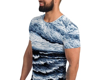Stürmische See Männer Athletisch T-Shirt: Marine Design Activewear