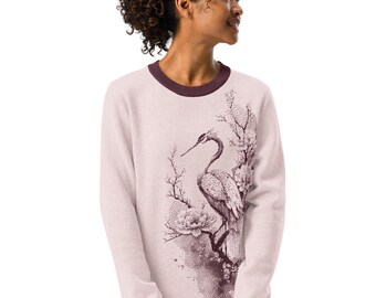 Kranich Pink Rundhalspullover: Unisex Baumwollmischung