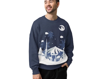Snow City in Japan Sweater - Relaxed Fit - Cotton Blend- Knitted Crew Neck - Unisex