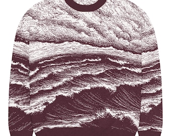 Stormy Sea Red entspannt Rundhalsausschnitt Pullover: Unisex Baumwollmischung