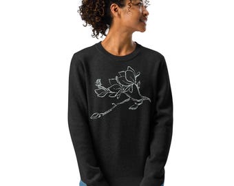 Magnolia Flowers Cotton Blend Knitted crew neck sweater