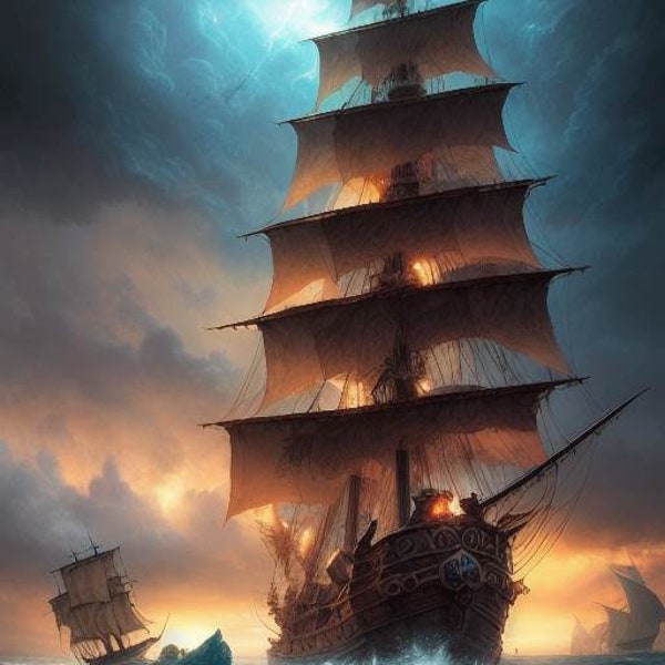 31 Pirate Ghost Ship Digital Prints. Instant Download