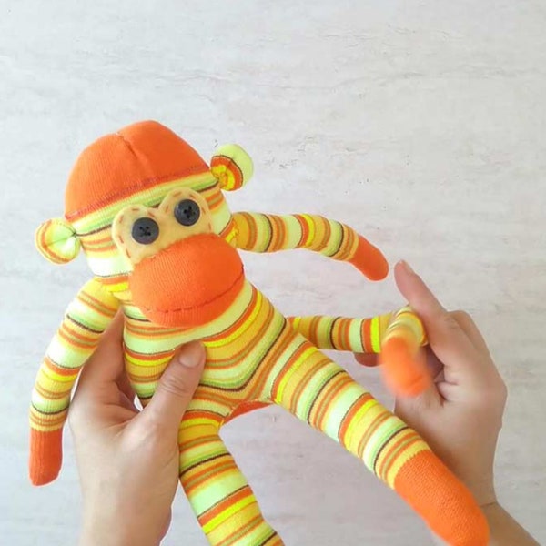 Sock monkey sewing pattern. Stuffed animal. Digital instant Download.