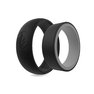 His & Hers Black Silicone Wedding Bands: Matching Couple Rings