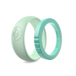 His & Hers Green Silicone Rings: Glow in Dark Wedding Bands