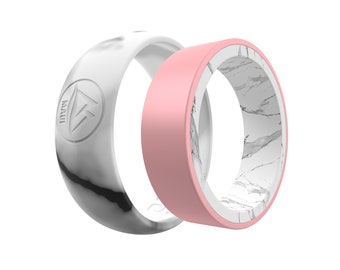 シリコン製マーブル結婚指輪セット：彼と彼女のお揃いリング