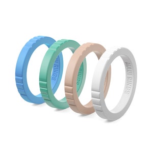 Pastel Silicone Ring Set: Stackable Comfort Wedding Bands
