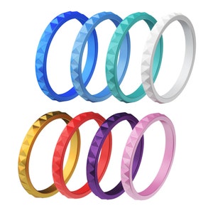 Diamond Silicone Rings Set: Stackable Wedding Band, Promise Ring