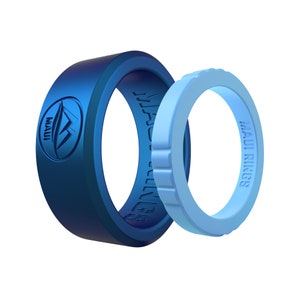 His & Hers Blue Silicone Wedding Bands: Comfort Fit Promise Rings