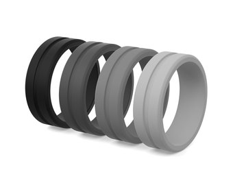 Silicone Wedding Band Set: Classic Colors, Unisex Sport Rings