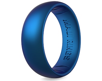 Anel de silicone azul de verão: aliança de casamento bicolor