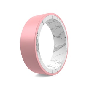 Reversible Silicone Ring: Pastel Pink & Marble Wedding Band Alternative